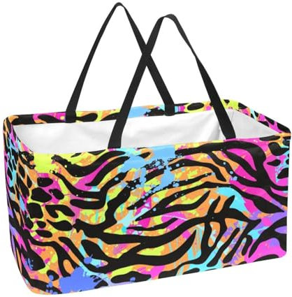 Einkaufskorb, Leopardenmuster, Tiger, Textur, wiederverwendbar, Wäschekorb, tragbar, Picknick, Einkaufstasche