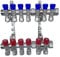 AQUA HEATING Wasserverteiler Set Verteiler Warmwasser Kaltwasser Trinkwasser Heizung Industrie Wasseranschluss Messing Vernickelt 1 Zoll 16x2 mm PEX 7 Wege Blau 6 Wege Rot