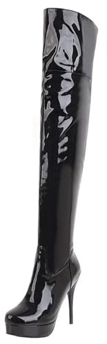 HSyc JRX Plateau Overknee Stiefel Lack Stiletto High Heels Langschaft Stiefel 36