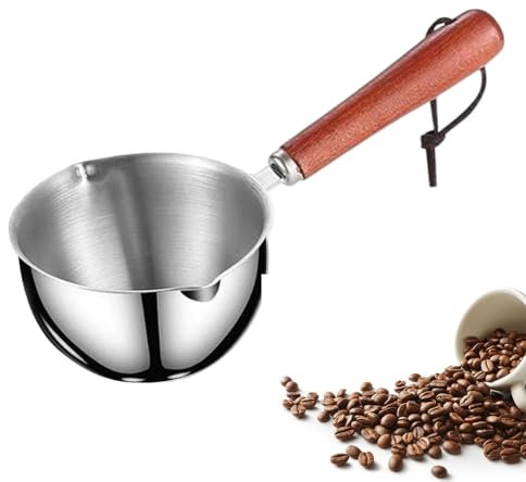 Ouliget Measuring Cup with Wooden Handle,Vintage Stainless Steel Coffee Measuring Spoon with Cowhide lanyard,Tea Scoop for Coffee Tea Sauces Soups Milk,2/3 Cup,150 ML (150 ML)