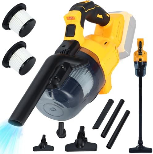 Cordless Vacuum Compatible with Dewalt 20V Battery, Handheld Vacuum Cleaner with 2 Washable HEPA Filters, Brushless Vacuum for Wood Floor, Carpet, Car Cleaning (Battery Not Included)
