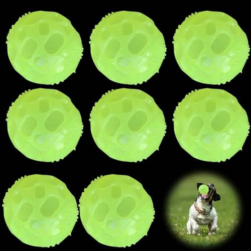 8 Stück Glow In The Dark Hundeball, Quietschende Hundebälle Leuchtende Gummi-Hundebälle, Dehnbarer Gummiball Hundeball, Hund Interaktive Ball, Zähne Training Hund Ball für kleine, mittlere Hunde