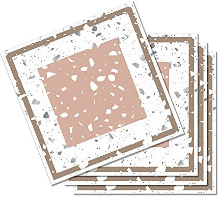 Azulejos Adhesivos Cocina 30x30 cm Geometría Terrazo Rosa Vinilos Baño Azulejos Impermeable Azulejos Adhesivos Baño Vinilo Pared Decoración de Muebles Azulejos Adhesivos (4 Piezas)