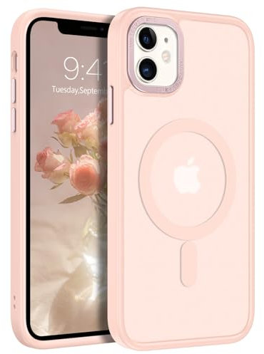 BENTOBEN Coque Magnétique pour iPhone 11 Compatible avec Magsafe Etui de Protection Antichoc de Grade Militaire,Dos Translucide Mat Anti Rayures Housse Coque Fine iPhone 11 6.1-Rose