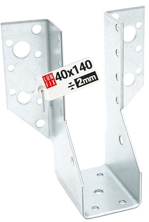 LUN FIX Balkenschuh Typ A 40x140 mm, Balkenverbinder, Holzverbinder, Metallwinkel verzinkt 2,0 mm, stabiler Balkenwinkel für Holzbalken, ideal als Balkenhalter für Carport, Pergola und Holzbau