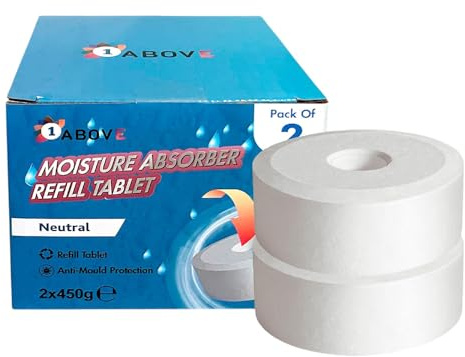 1ABOVE Dehumidifier Refill Tabs – 2-Pack | Universal Fit for 450g Units or 1L Moisture Traps | Eliminates Damp, Condensation & Odours | Ideal for Home, Office, Garage, Bathroom