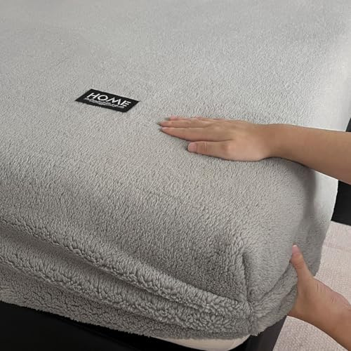 Mateju Cashmere Touch Spannbettlaken Winter 90x200cm, Grau Plüsch Spannbetttuch Spannbetttücher Warme Flauschige Fleece Bettlaken | für 5 bis 30cm Matraze