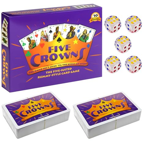 DUINIU 1 Schachtel Englische Kartenspiele, 5 Stück Transparente Würfel, Brettspiele Für Den Außenbereich, Klassische Familienkartenspiele, Eltern-Kind-Puzzlespiele.