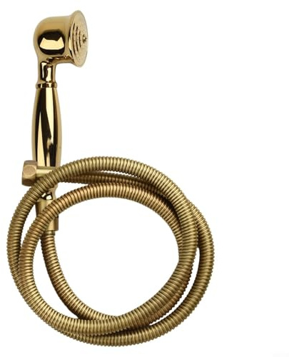 Honseadek Vintage Brass Handheld Shower Head, Pressurised Water-Saving Design, Detachable With 150Cm Hose, Consistent High Pressure Spray