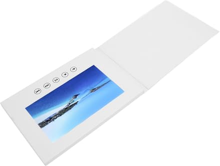 FAUOSWUK Elektronische Video-Grußkarte, 720P HD-Videowiedergabe, 128 MB Speicher, LCD-Bildschirm, mit Aufklebern für Personalisiertes Design, für Hochzeitswerbung (7 Zoll)