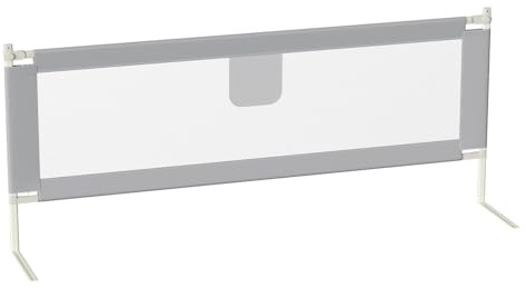 Hebitod Bettschutzgitter 200×80 cm Rausfallschutz Bett – extra breites Bettgitter für Baby & Kleinkind, höhenverstellbar 64–96 cm, stabiles Schutzgitter mit Sicherheitsverschluss, Grau