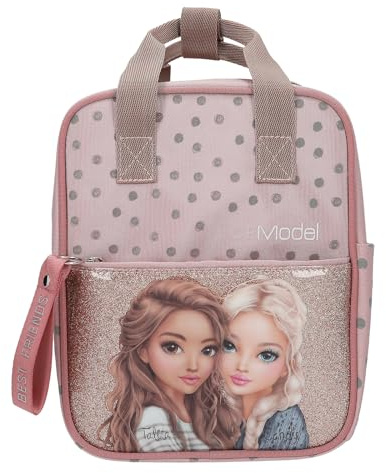 Depesche 14011 TOPModel Rucksack Dots - Rucksack in Rosa, mit Model-Motiv, Punkte-Muster und Glitzer, Tasche mit verstellbaren Trägern