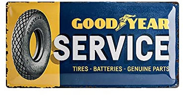 Nostalgic-Art Retro Blechschild, 25 x 50 cm, Goodyear – Service – Geschenk-Idee für Motor-Fans, Original Lizenzprodukt (OLP), aus Metall, Vintage Design, Blechschilder Sprüche