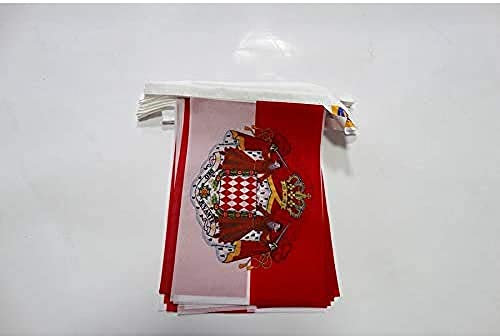 AZ FLAG - Guirlande Drapeau Monaco avec armes - 6 Mètres Avec 20 Fanions Monégasque Armoiries - Ecusson De 21x14 cm - Petits Drapeaux 100% Polyester - 60g