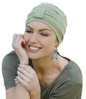 MASUMI Chemo Damen Bio-Kopfbedeckung - Ellie Bambus Turban Mütze für Damen | Kopfbedeckung für Frauen mit Haarausfall | Weiche Mützen für Krebspatienten | 95% Bambus (Farbe: Grün)