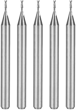 sourcingmap 5PCS 1/8 Shank 0.8mm x 3mm Carbide End Mill CNC Router Bits 2 Flute Milling Bit for Acrylic PVC MDF Wood
