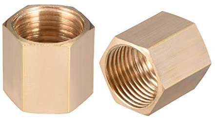 sourcing map Brass Hex Rod Pipe Fitting G 1/2 Female Thread Straight Coupling 2pcs