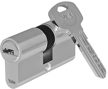Yale Serie 1000 Europrofil-Zylinder Doppelzylinder mit Not- und Gefahrenfunktion 35/45 mm Satin Nickel: Hoher Schutz, ideal für Haus- und Wohnungstüren, inkl. 5 Schlüssel