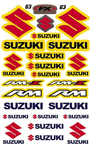 KIT STICKERS ADESIVI COMPATIBILI PER SUZUKI RM RMZ SPONSOR AUTO MOTO FURGONE CROSS ENDURO CASCO (63)