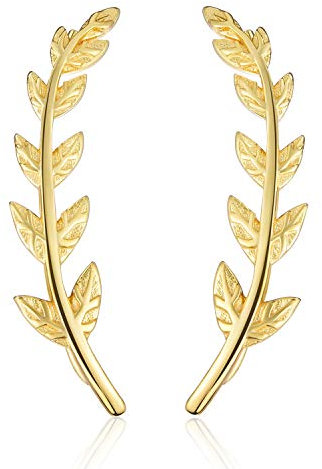 ✦Weihnachtsgeschenke für Frauen✦Winglove 18 Karat Vergoldung Ohrringe Silber 925 Blatt Ohrstecker Blätter Form Ohrringe Schmuck Damen Geschenke für Frauen.(Yellow Gold-2)