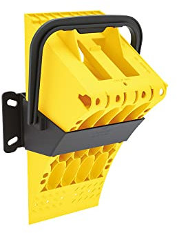 Staukasten4you Hemmschuh Bremskeil Unterlegkeil Bremsklotz Lokhen G46 mit Gleitschutz gelb mit Halterung