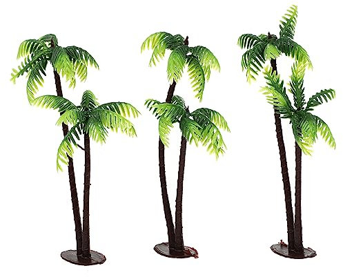 SUPVOX Lot de 3 mini palmiers pour cupcakes - Modèle miniature en plastique - Disposition artificielle - Forêt tropicale - Diorama - Arbres de simulation - Faux arbre