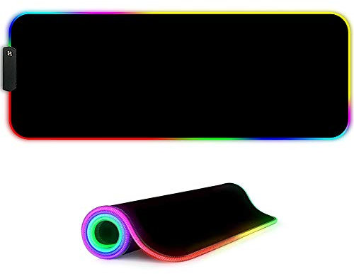 DORRISO Alfombrilla de Ratón RGB Extra Grande XL 800x300x4mm RGB Gaming Alfombrilla Raton Impermeable con Base de Goma Antideslizante para Gamers Ordenador PC y Laptop Negro