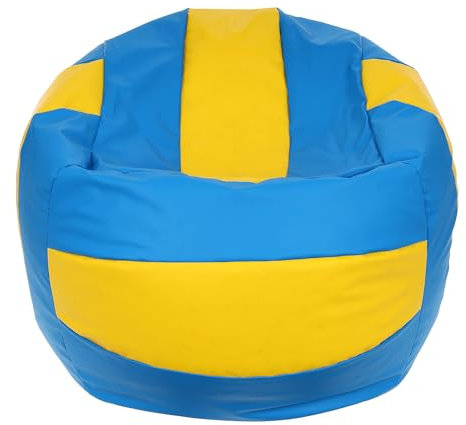 Ecopuf Basketball Sack XL - Spielkissen aus Kunstleder - Ideal für Fußballfans, Kinder - Sitzsack Wohnzimmer - Sitzpouf Samt - Gaming Stuhl Pouf Sack - 90x65cm, Volleyball