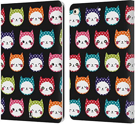 Head Case Designs Arco Iris Gatos Y Puntos Carcasa de Cuero Tipo Libro Compatible con Apple iPad 9.7 2017 / iPad 9.7 2018