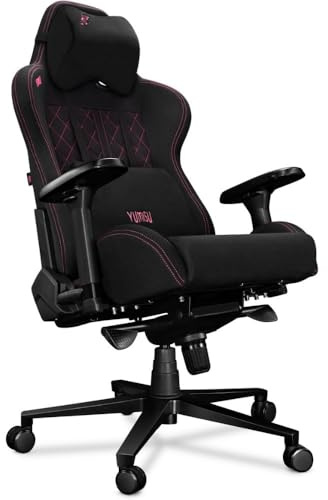 YUMISU 2050 Chaise Gaming Ergonomique - Siège Chaise Ordinateur de Gamer Confortable - Chaises Fauteuil Bureaux - Office Gaming Chair - Velours - 150 kg (Noir/Rose)