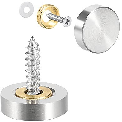 20er Set Spiegel Schrauben mit Kappen | 19mm Zierschrauben mit Abdeckkappe | Kupfer Spiegelnägel [Farbe - silber] - Spiegelkappe | Badezimmer Dekorativ Schrauben | Befestigungsschrauben für Spiegel