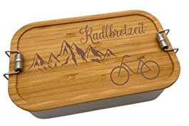 Brotdose Brotbox Lunchbox Blechdose Name Kindergarten Bambus Deckel Kind Taufe Weihnachten personalisiert Geschenk Geburtstag Schule Berge