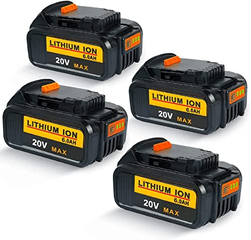 4Pièces 18V 6,0Ah Batterie de Remplacement pour Dewalt Batterie DCB184 DCB184B-XJ DCB180 DCB181 DCB182 DCB183 DCB185 18V XR Outils électroportatifs Batterie