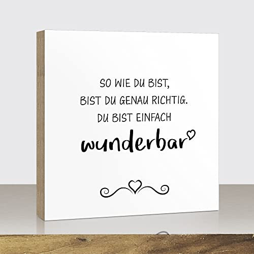 ARTLAND Holzbilder Mini Direktdruck auf Holz mit Spruch 15x15x2 cm zum Hinstellen/Aufhängen Genschenkidee Aufsteller Geburstag Hochzeit Valentinstag Muttertag Geschenk Liebe Wunderbar U4CX