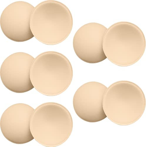 SKENGWEL 5 paia di inserti rotondi per reggiseno, rimovibili e lavabili, per bikini, top, costume da bagno, reggiseno sportivo, 5 paia beige a/B, A/B/C