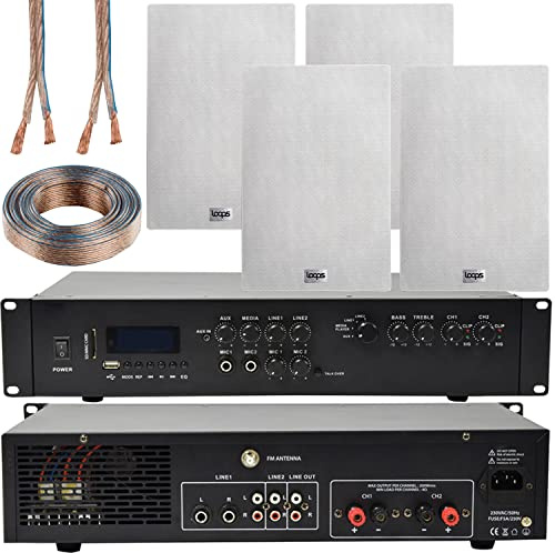 Loops 550W Multi Zone Bluetooth Sound System & 4x 140W Ultra Slim In Wall Speakers | 2 Channel Multi Zone Matrix Amplifier Kit
