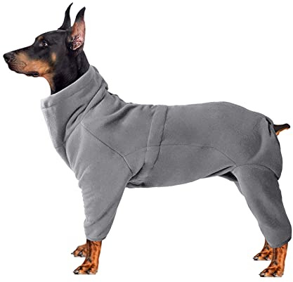 Manteau polaire confortable pour chien, veste intégrale avec quatre jambes, combinaison réglable avec fermeture éclair, moyenne et grande taille,Gris-L