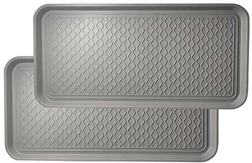 Large Multifunctional Boot Tray 2 Pack Boot Mat Washable Indoor or Outdoor Tray Mat Doormats for Shoes Boots Plants Pots Paint Tins Pet Bowls Car Storage, 30 x 15 x 1.2 Inches