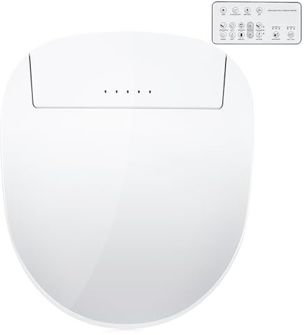 ZMJH A201DS Elettronico Smart Bidet Toilet Seat,Self Cleaning Hydroflush,Ibrido Riscaldamento, Asciugabiancheria Riscaldata, Luce Notturna, Vortice Wash, Telecomando (Rotondo)