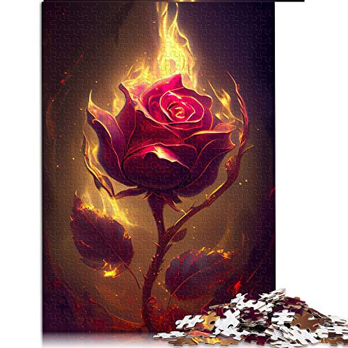 für Erwachsene 1000 Teile Puzzle brennende Rose Puzzles für Erwachsene Papppuzzles Puzzle für Sommerliebhaber (Größe 26x38cm)