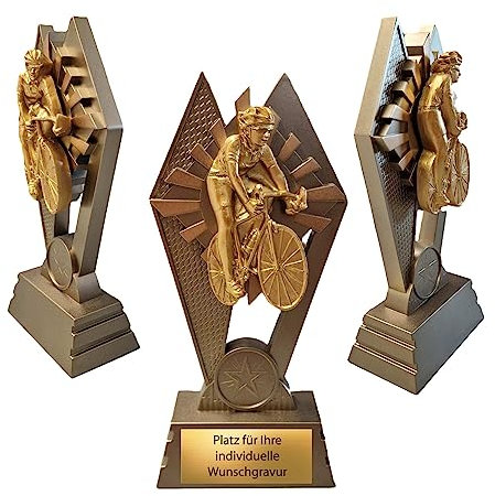 eberin · Radsport Pokal · Radprofi Trophäe · Rennrad Fahrer Preis · Tour Fahrer Award · Radsport Pokal mit Wunschgravur · Größe 17,5 cm