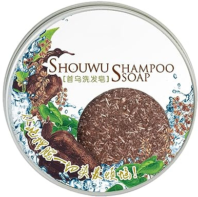 Shampoo für dunkles Haar, Multiflorum graue Haarseife, festes Shampoo, 50 ml, spendet Feuchtigkeit und nährt das Haar, stellt das Haar wieder her