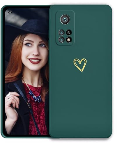 POUHYE Handyhülle für Xiaomi Mi 10T/ Mi 10T Pro 5G Hülle, Soft Silikon Case, Kameraschutz und Bildschirmschutz, Ultra Dünn Stoßfest Anti-Rutsch Schutzhülle für Xiaomi Mi 10T/ Mi 10T Pro 5G Dunkelgrün