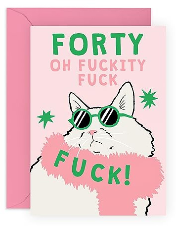 Central 23 Geburtstagskarte zum 40. Geburtstag für Frauen – Forty F*ck Cat – Geburtstagskarte für die Frau – Happy Fortieth Birthday Karten für weibliche Freunde, Tochter, Schwester, Nichte – kommt
