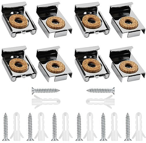 8Pcs Ganci Per Specchio A Muro,Clip Specchio In Acciaio Inossidabile Regolabile Con Molla,Clip Specchio A Molla Gancio Specchio Con Prigionieri e Viti,Per Appendere Specchi,Foto Cornice,Argento