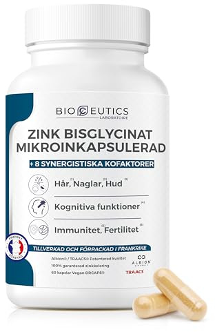 OligoCeutics Zink Bisglycinat 15 mg + Selen + Vitaminer C B2 B3 B6 - Zink Kosttillskott av Hög Kvalitet ALBION - 60 Kapslar - Antioxidant Immunitet Behandling Acne Hud Håravfall Naglar