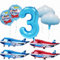 Yunchu Online 3. Flugzeug Geburtstag Dekoration - Großer Blauer Rot Ballon, Cloud Folienballons, Party Set für 3. Geburtstag Junge Mädchen