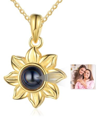 Glooraca Personalized Photo Necklace with Picture Projection - Custom Necklace for Women, Girlfriend, Mom - Birthday Gifts (Style 26)