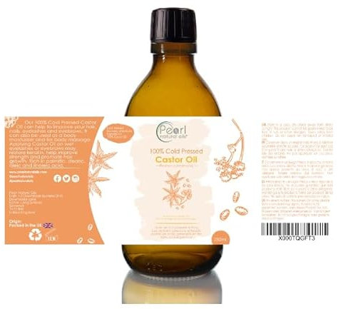 Cold Pressed Pure Castor Oil 250 ml, Glass Bottle, Vegan, BP Grade, Hexane Free, Non-GMO