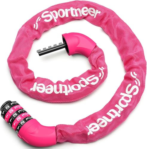 Sportneer High Security Bike Chain Lock - 5-Digit Combination Anti-Theft Lock for Bicycle, Motorcycle, Scooter, Door